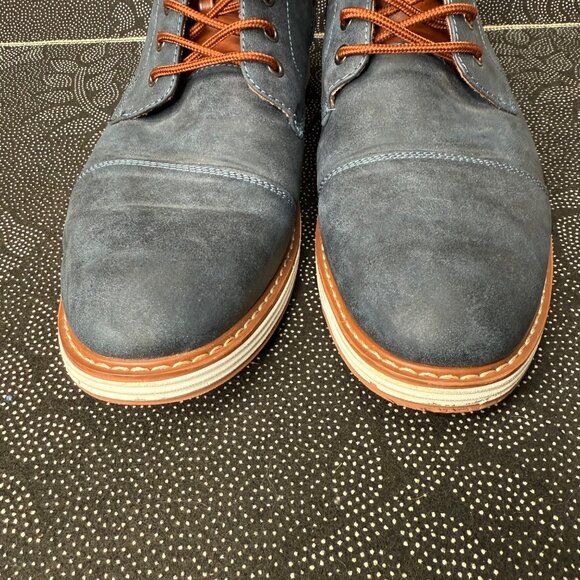 Ferro Aldo Mens Birt Chukka Boots Size 9.5 Brown & Blue Leather - Picture 3 of 7
